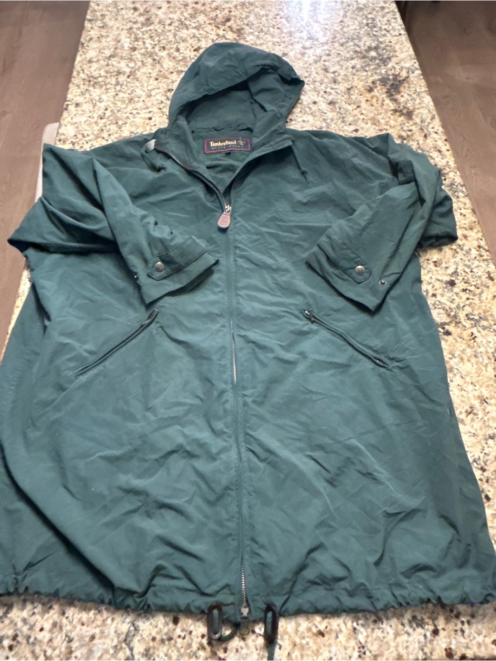 Vintage Timberland Weathergear Jacket Mens Small Green Hooded Windbreaker Y2K